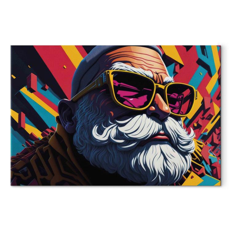 Canvas Print Hipster Santa - Bearded Man With Sunglasses
