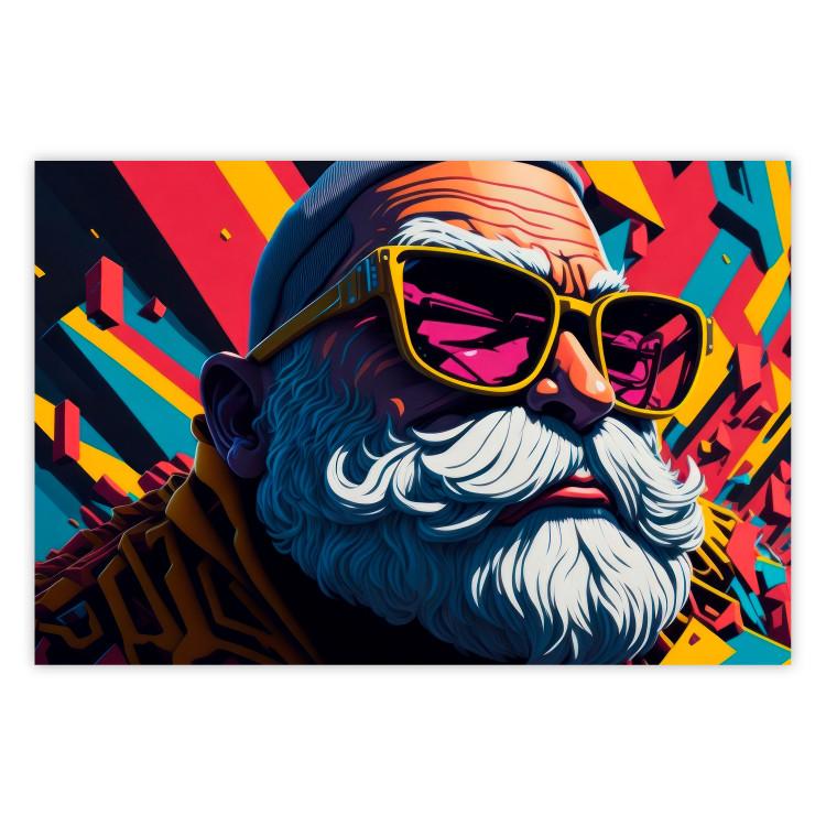 Poster Hipster Santa - Portrait of the Saint in Sunglasses
