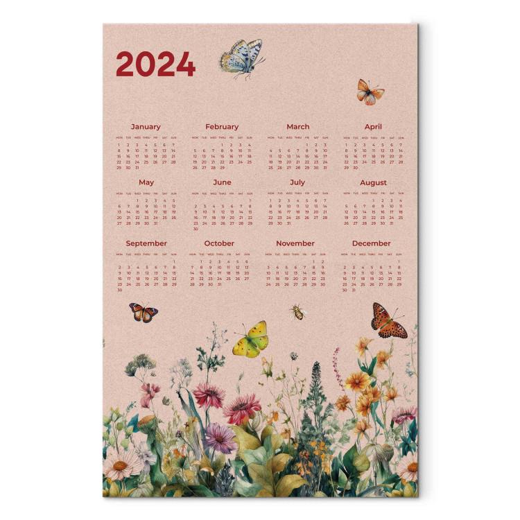 Canvas Print Calendar 2024 - Beautiful Butterflies Flying Over a Blooming Meadow