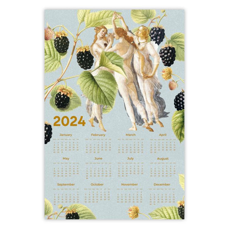 Poster Calendar 2024 - Collage of Three Graces Painting With Botanical Theme