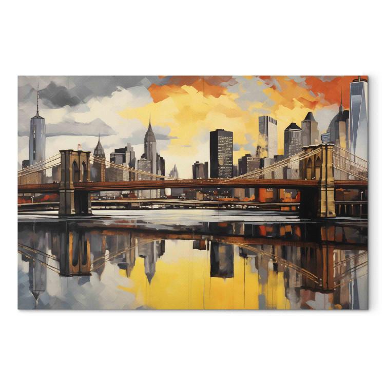 Canvas Print Brooklyn - Charming View of the Bridge and Modern City Skyscrapers