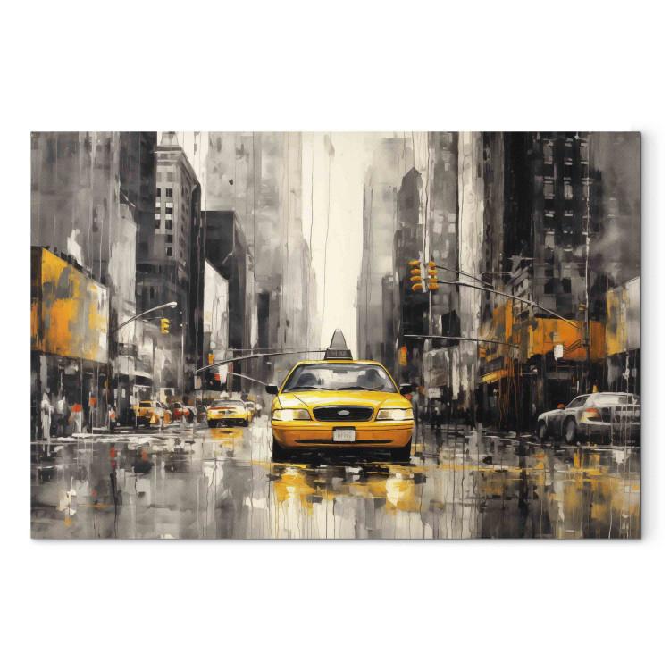 Canvas Print New York - Iconic Yellow Cabs Amid the Bustle of the Big City