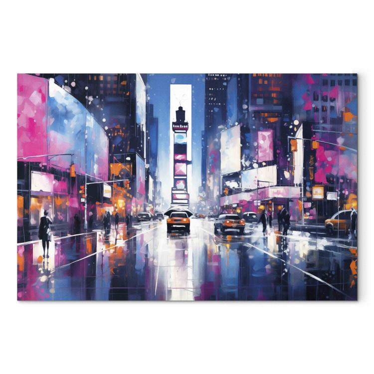 Canvas Print New York - Evening City Lights in Pink Shades