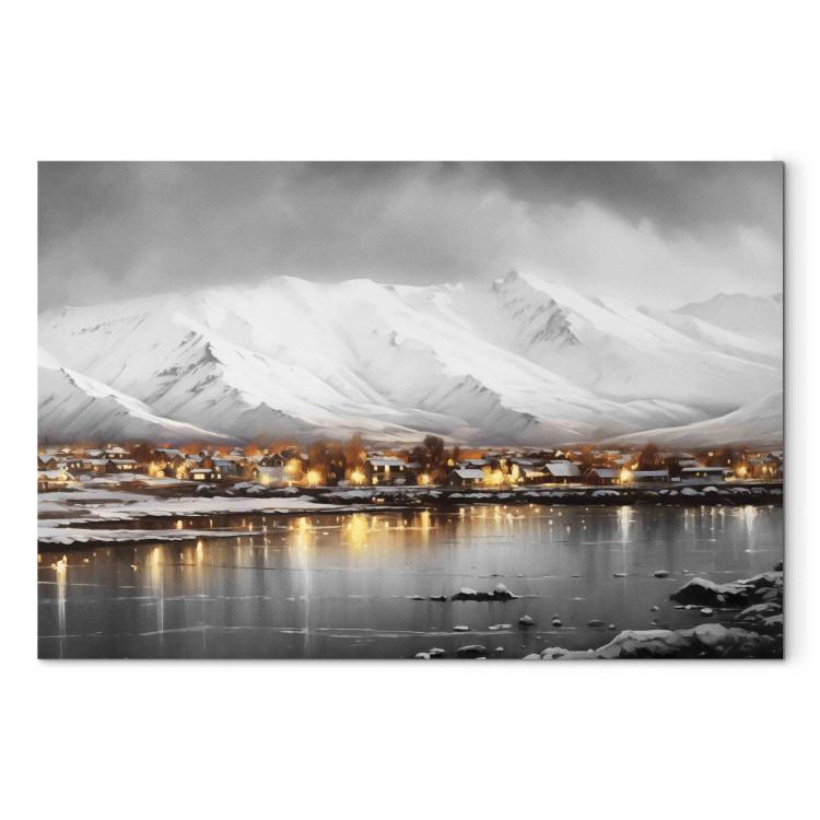 Canvas Print Reykjavik - Icelandic Landscape with Snow-Capped Mountains