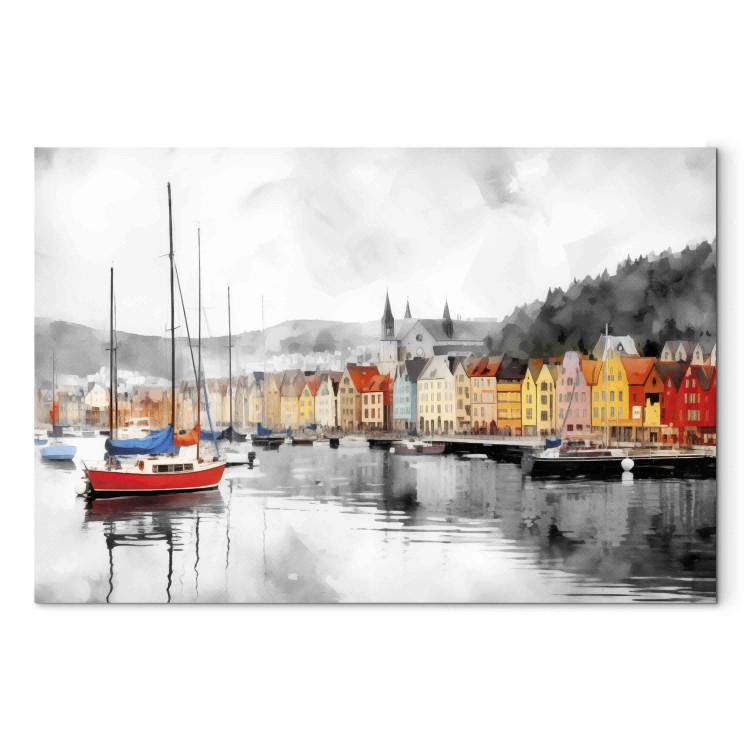 Canvas Print Bergen - Norwegian Port With Colorful Houses in the Background
