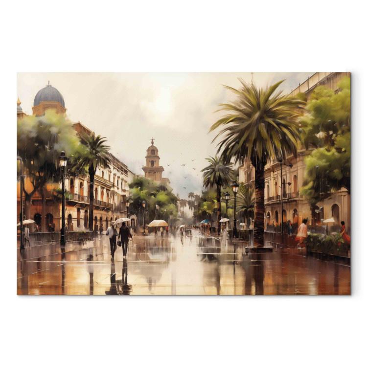 Canvas Print Palermo, Sicily - Rainy City Streets with Palms