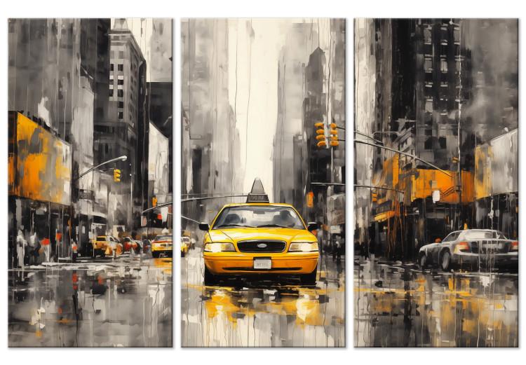 Canvas Print New York - Street Traffic and Iconic Yellow Taxis