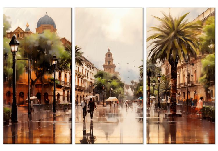 Canvas Print Palermo, Sicily - Rainy Street in Italian City with Palms