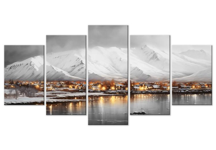 Canvas Print Reykjavik - Winter Panorama of Iceland with Mountain Backdrop