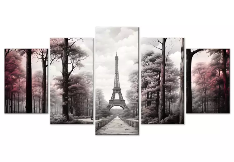 Canvas Print Paris - Romantic Park with Eiffel Tower in Retro Shades