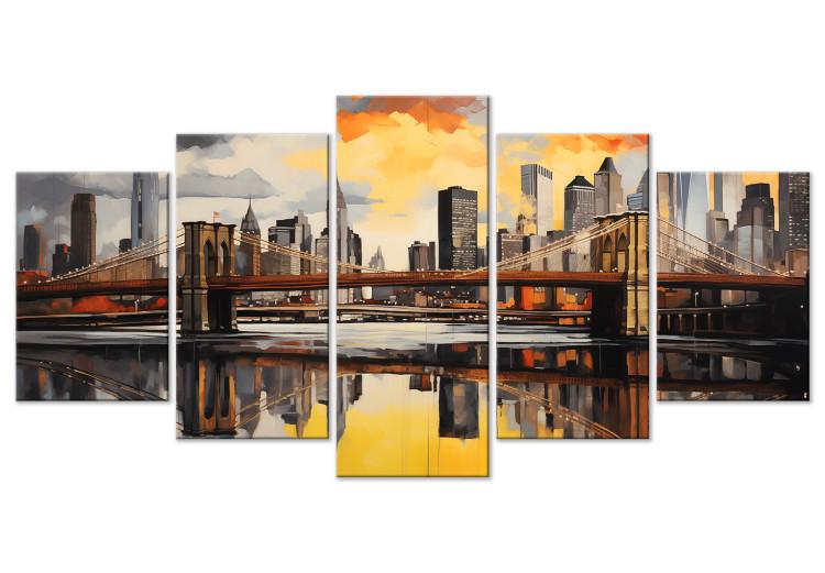 Canvas Print A View of Brooklyn - A Cityscape With a Bridge Against a Backdrop of Architecture