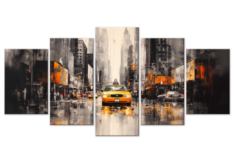 Canvas Print Yellow Cab - Car on the Background of New York Architecture