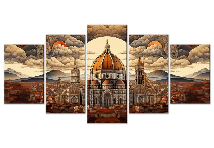 Canvas Print Florence Cathedral - An Atmospheric Panorama of the Italian City