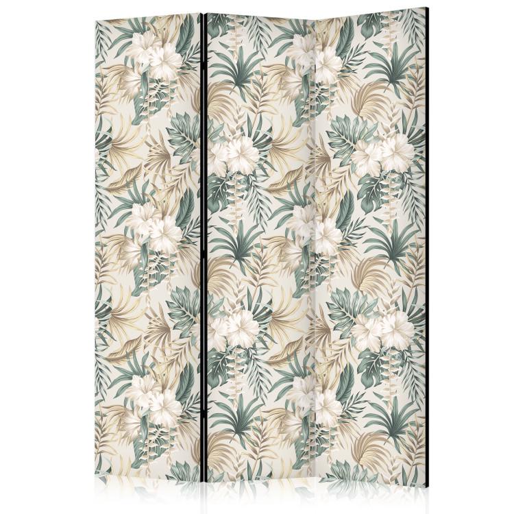 Room Divider Blooming Wildness - Tropical Plants on a Beige Background [Room Dividers]