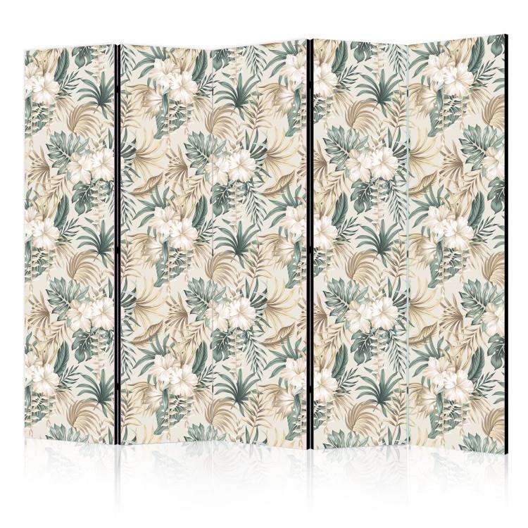 Room Divider Blooming Wildness - Tropical Plants on a Beige Background II [Room Dividers]