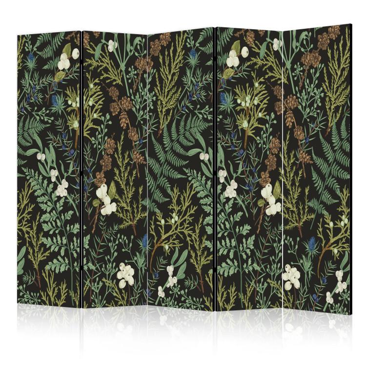 Room Divider Botanical Pattern - Numerous Species of Leaves on Graphite Background II [Room Dividers]