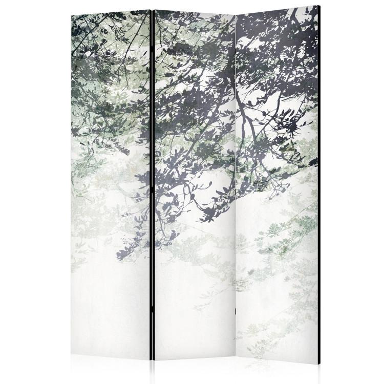 Room Divider Labyrinth Tree - Branches With Leaves on a Light Background [Room Dividers]