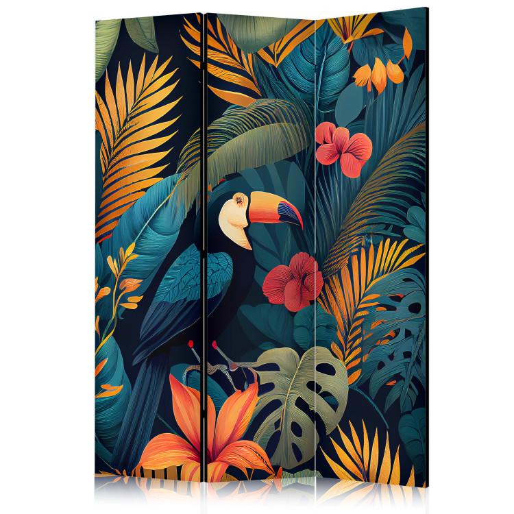 Room Divider Exotic Birds - Toucans Amidst Colorful Vegetation [Room Dividers]