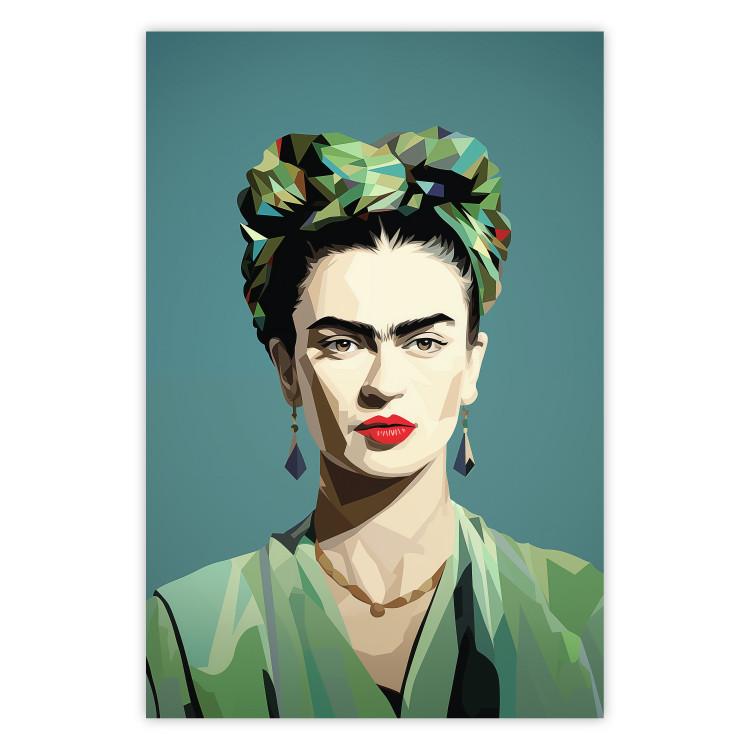 Poster Green Frida - Geometric and Minimalist Portrait of a Woman