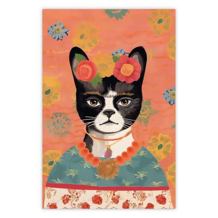 Poster Portrait of a Cat - An Animal Inspired by the Image of Frida Kahlo