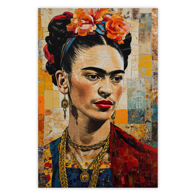 Poster Frida Kahlo - Mosaic Portrait Inspired by Klimt’s Style