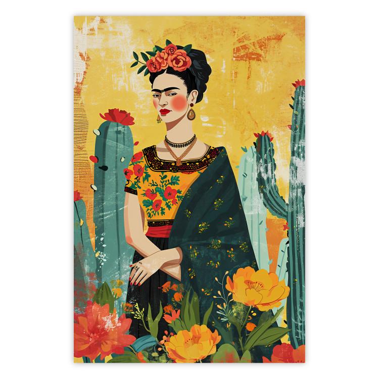 Poster Frida Kahlo - A Composition With the Painter Among Cacti and Flowers
