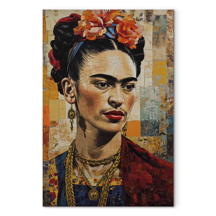 Large canvas print Frida Kahlo - Portrait on a Mosaic Background Inspired by Klimt’s Style [Large Format]