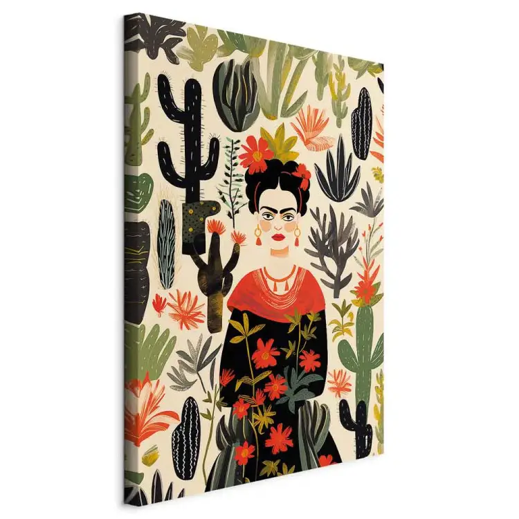 Frida Kahlo - portrait in the middle of desert cactus