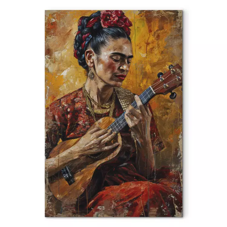 Frida Kahlo - Portrait of a Woman Playing the Ukulele in Brown Tones