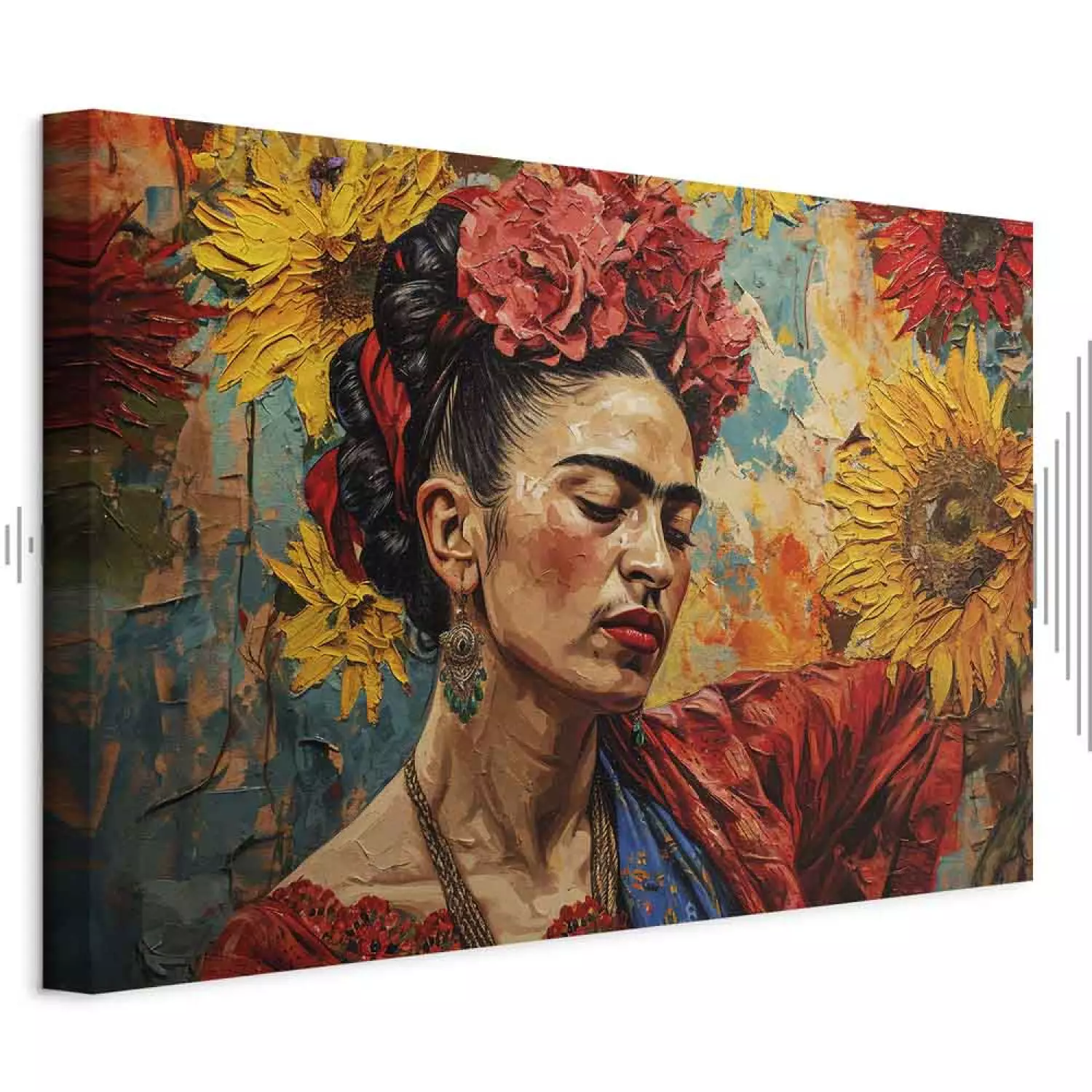 Art Print Frida Kahlo woman with sunflowers in Van Gogh style bimago