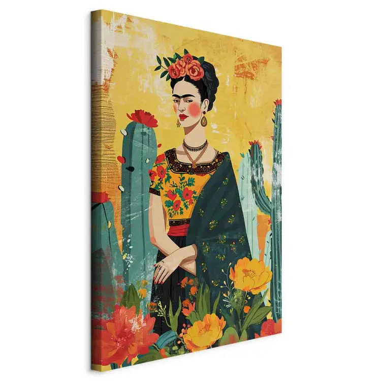Frida Kahlo - artistic representation of the artist with cactus