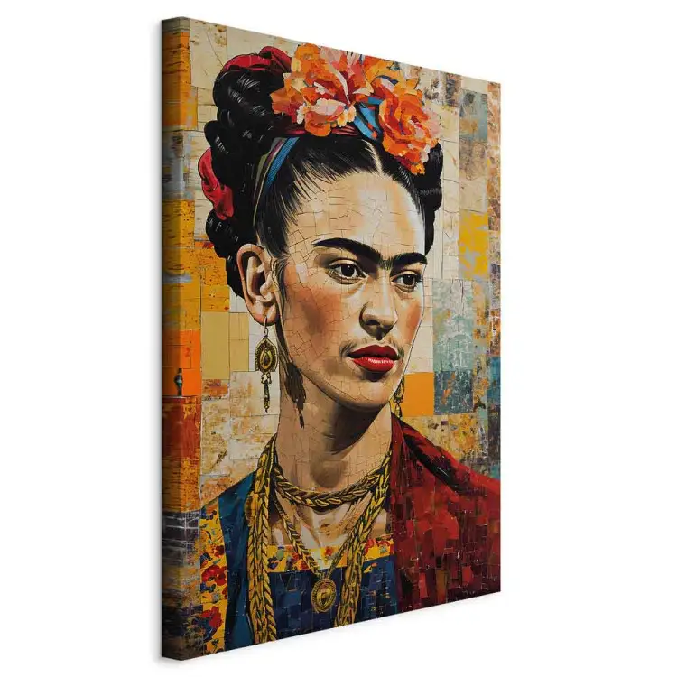Frida Kahlo - portrait inspired by Klimt on a mosaic background