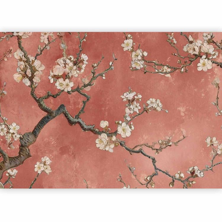 Flowering Tree - Composition With Branches Against a Terracotta Background