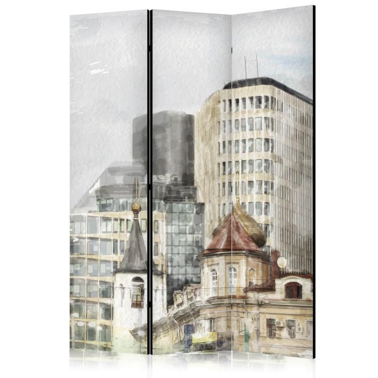 Room Divider Cityscape - Watercolor Painted Buildings in Bright Colors [Room Dividers]