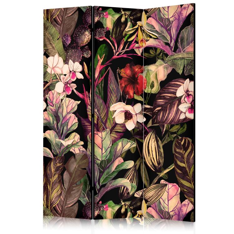 Room Divider Exotic Plants - Jungle Flower Motif Painted in Watercolor [Room Dividers]