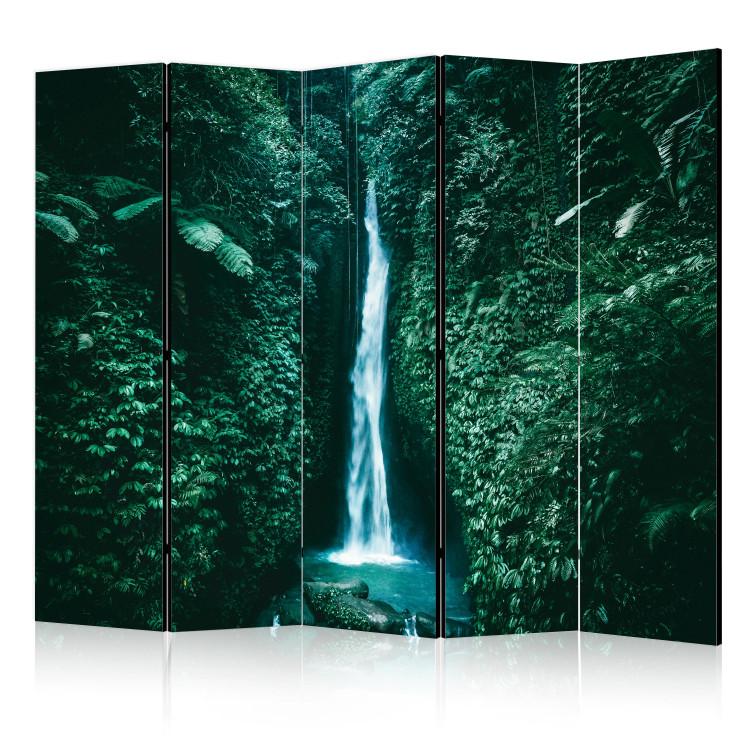 Room Divider Tropical Waterfall - Landscape in Dark Green II [Room Dividers]