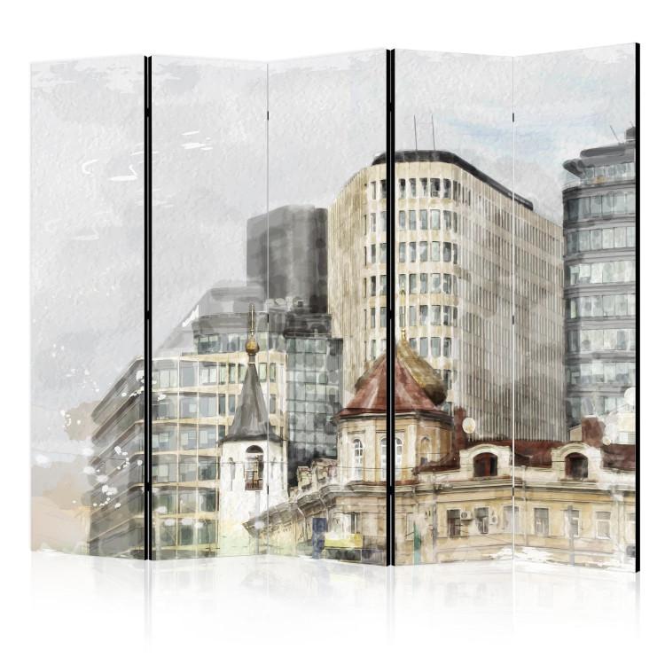 Room Divider Cityscape - Watercolor Painted Buildings in Bright Colors II [Room Dividers]