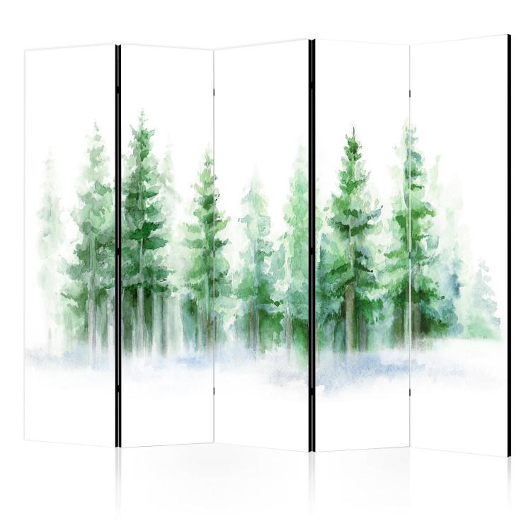 Room Divider Spruce Forest - Trees Painted With Watercolor in Green II [Room Dividers]