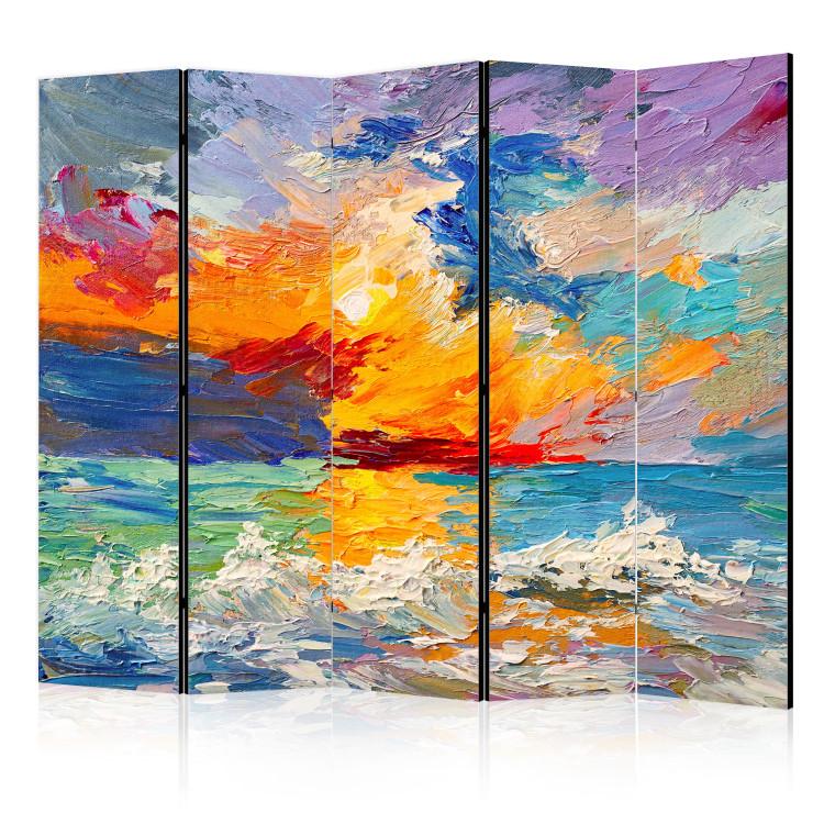 Room Divider Colorful Landscape - Sunset Over the Sea in Vivid Colors II [Room Dividers]