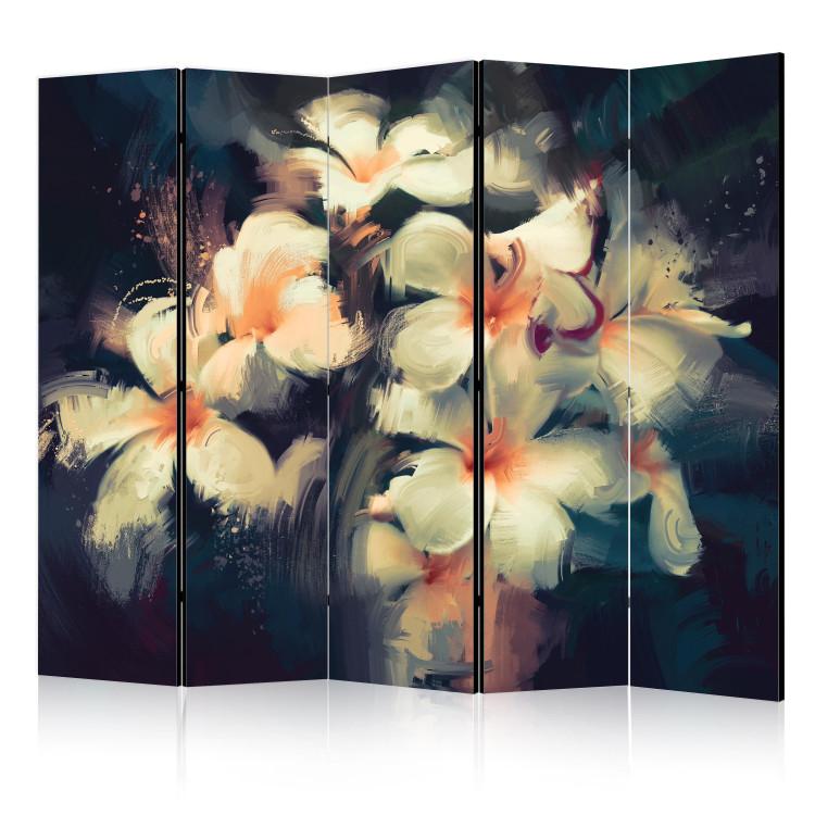 Room Divider Luminous Bouquet - Bright Flowers on a Dark Background II [Room Dividers]