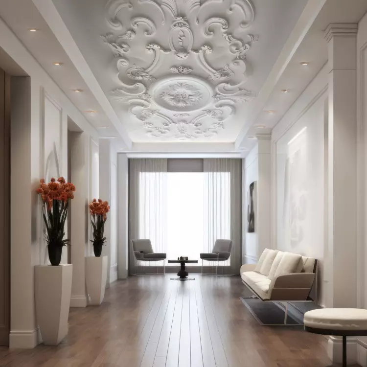 Baroque Stucco - Carved Rich Ornament in White Color