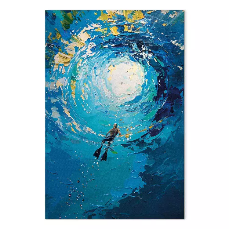 Underwater Vortex - Diver in the Center of a Colorful Ocean Whirl