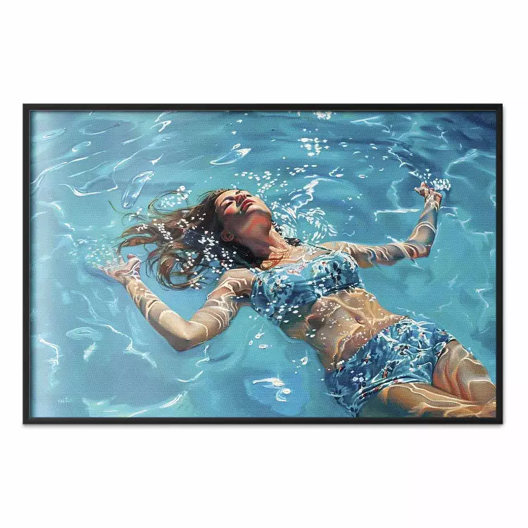 Blue relaxation - a woman floating in the sunshine