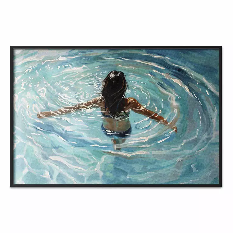 Calm immersion - woman in pool with circles of water