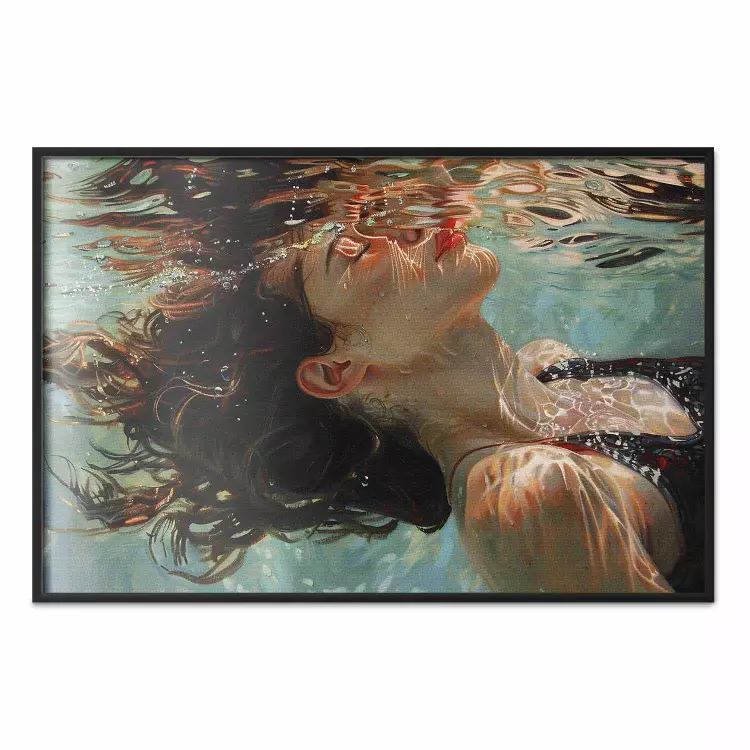 Underwater tranquillity - woman floating under the surface of the water