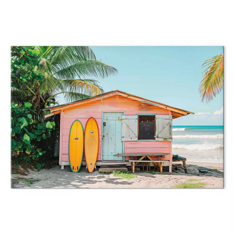 Surfing hut - colourful plank house on a tropical beach