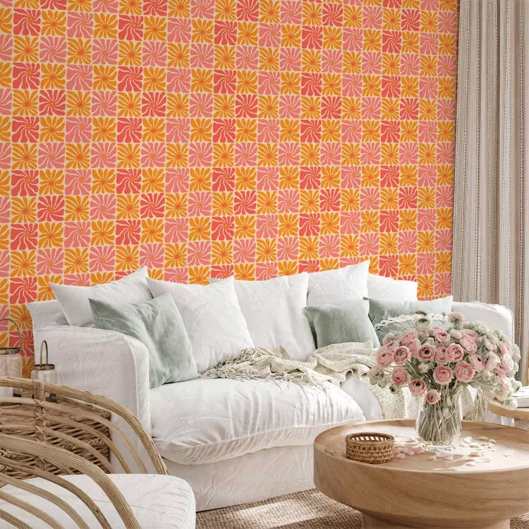 Summer Flowers - Orange and Pink Pattern on Light Background