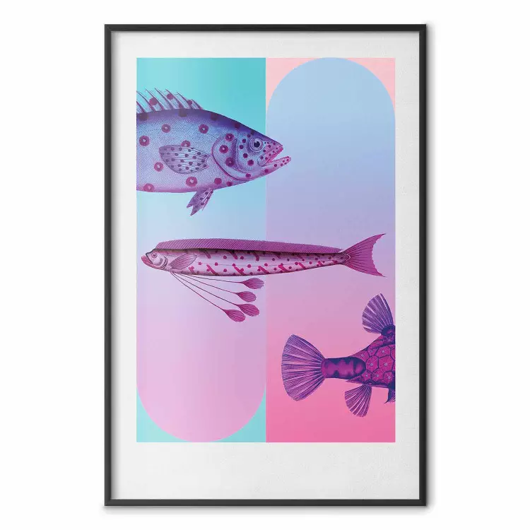 Sea Creatures - Diverse Fish in Vibrant Colors on Multicolored Background