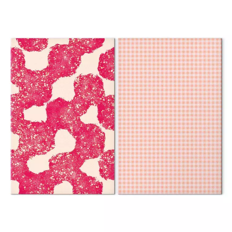 Pink Compositions - Pastel Geometric Patterns and Abstract Blotches on Light Background