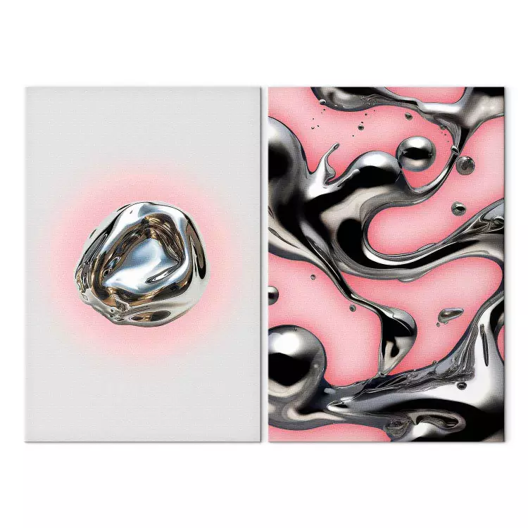 Metallic Dynamics - Abstract Forms on Pastel Background